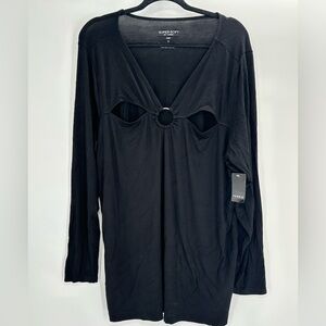 NWT Torrid Super Soft Black Keyhole Cut Out Long Sleeve Shirt Top Size 3X 22-24